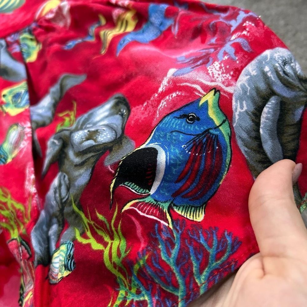100% Cotton Rare Unique Pacific Legend Dress Made in Hawaii Featuring Sea Animal - Picture 3 of 6